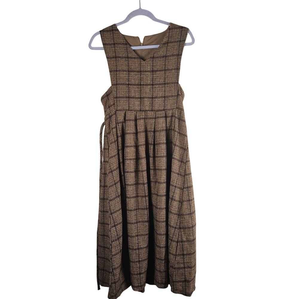 Dazy Star Brown Plaid Print Sleeveless Dress Size Medium